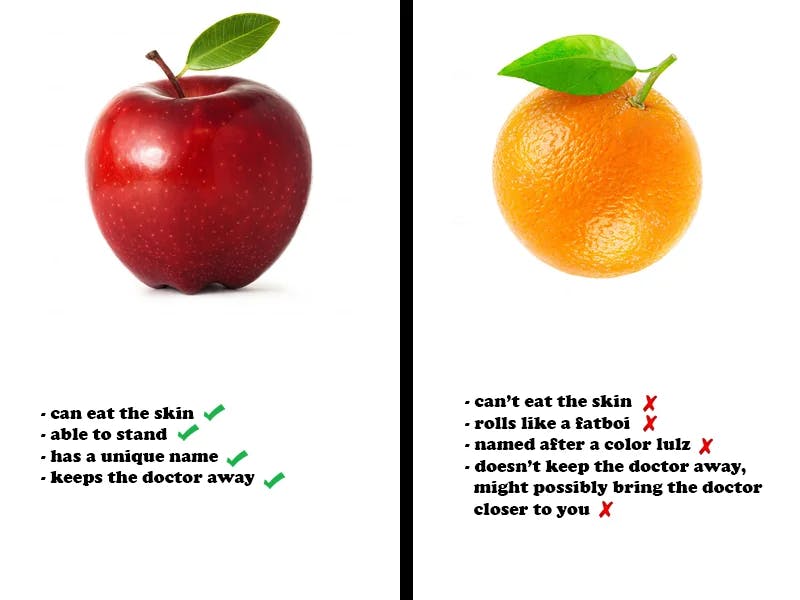 apple versus orange meme