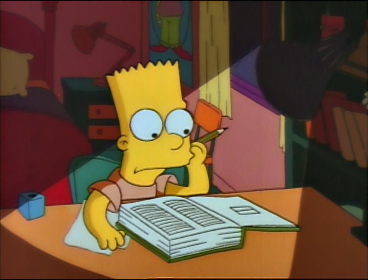 Bart Simpson looking at book